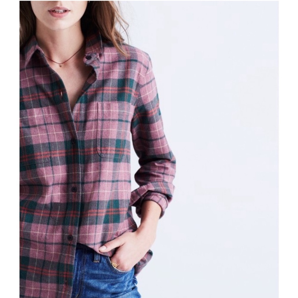 Madewell Flannel Ex-Boyfriend in Nona Plaid XS Button Down Shirt - Picture 2 of 10